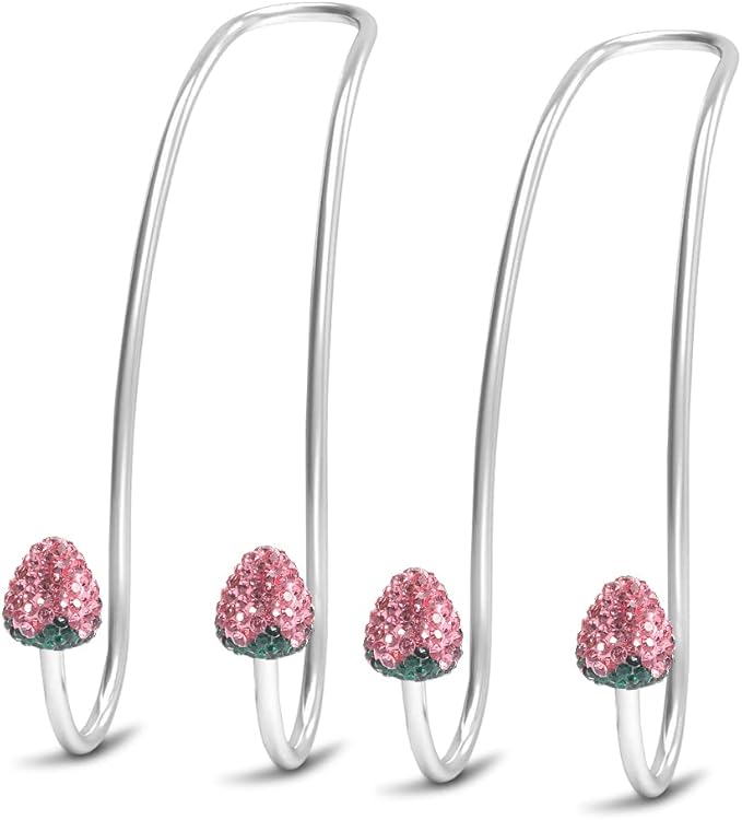 Guoord Pink Car Accessories for Women, 2 Pcs Hot Pink Car Decor Hooks for Purses and Bags, Durable Backseat Holder, Strawberry Purse Hook Hangers, Storage Universal for SUV Truck & Van