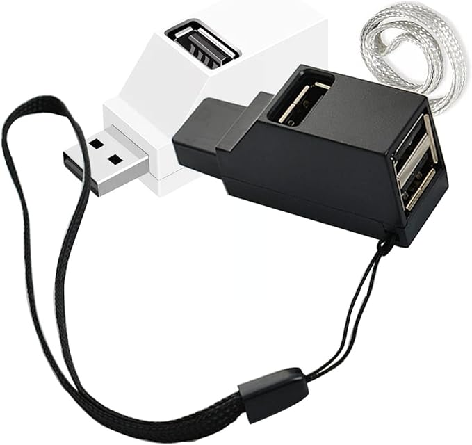 USB 2.0 Splitter,[2 Pack ] 3-Port USB 2.0 Hub High Speed Splitter, USB Splitter Adapter Portable for PC, Laptop -White Black