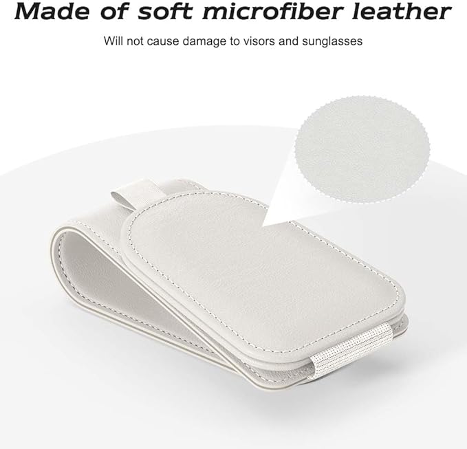 Sotfamily Sunglass Holder for Car Visor, Suede Cloth Magnetic Sunglass Organizer for Car Accessories, 2 Packs, White