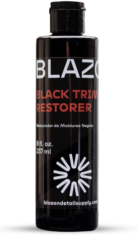 BLAZON Black Trim Restorer – Dye-Infused Plastic Restorer for Faded Exterior Trim, Deep Black Finish, Scratch Correction, Long-Lasting Durability & UV Protection - 4 oz