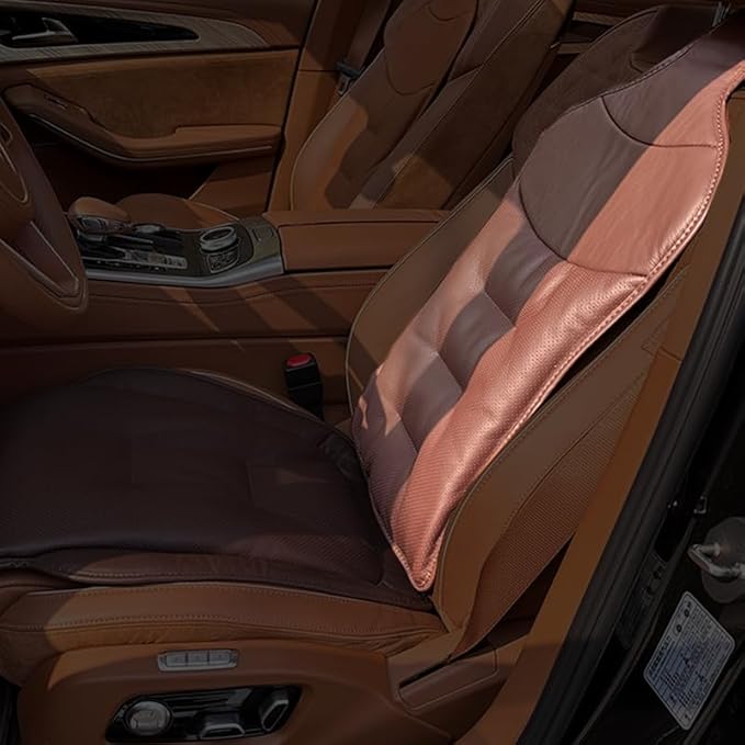 Car Car SUV's Wagon Universal Genuine Leather Seat Cushion Lumbar Back Top Layer Cowhide Front and Back Cushion Upgraded Padded Comfort (Coffe Brown Backrest)