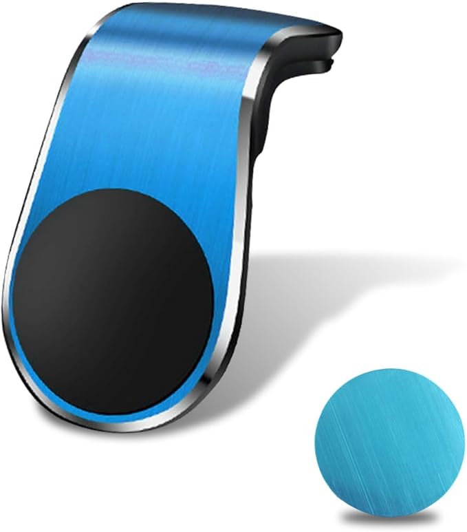 YoRise Magnetic Car Phone Holder, L Type 360° Rotatable Adjustable Car Air Vent Cellphone Mount, No-Hand Clip-On Navigation Bracket, Universal Vehicle Smartphones Stand Accessories (Blue)