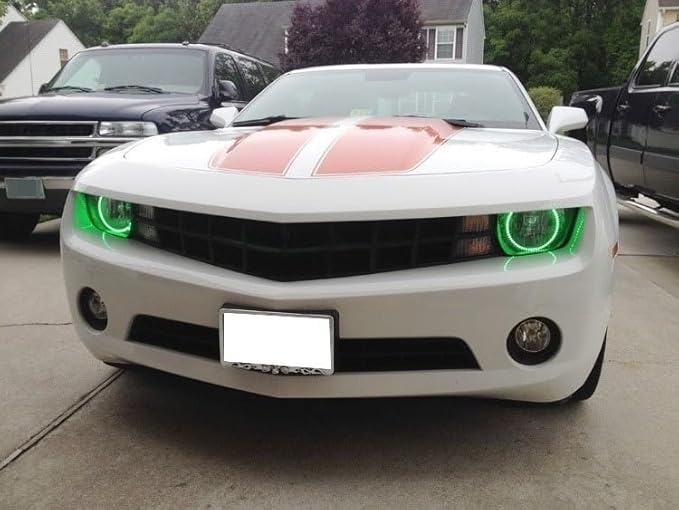 iJDMTOY 7-Color RGB LED Halo Ring Lighting Kit Compatible with 2010-2015 Chevrolet Camaro Reflector Halogen Front Road Illuminating Light Retrofit w/Adjustable Setting