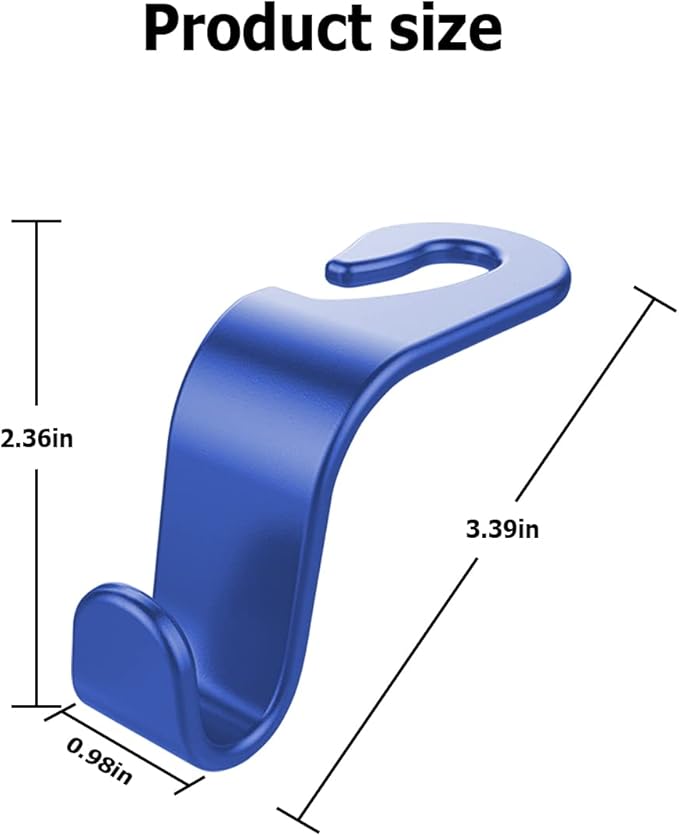 Moly Magnolia Car Seat Headrest Hook, 4PCS Multifunctional Auto Backseat Hangers, Vehicle Storage Organizer for Purse, Coat, Umbrella, Grocery, Bag, Handbag (Blue)