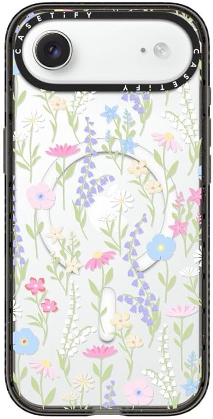 CASETiFY Impact iPhone Air Case [Slim/Compatible with Magsafe / 8.2 ft. 4X Military Grade Drop Protection] - Pink Pastel Cute Floral - Clear Black