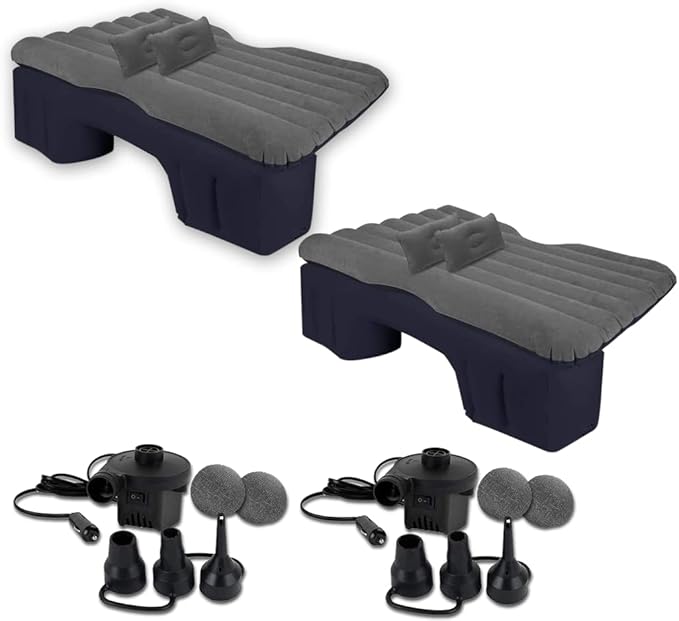 Zento Deals Truck and Car Air Mattress Backseat Bed - Premium Quality Portable Car Inflatable Mattress with 2 Pillows Universal fit (2 Pack)