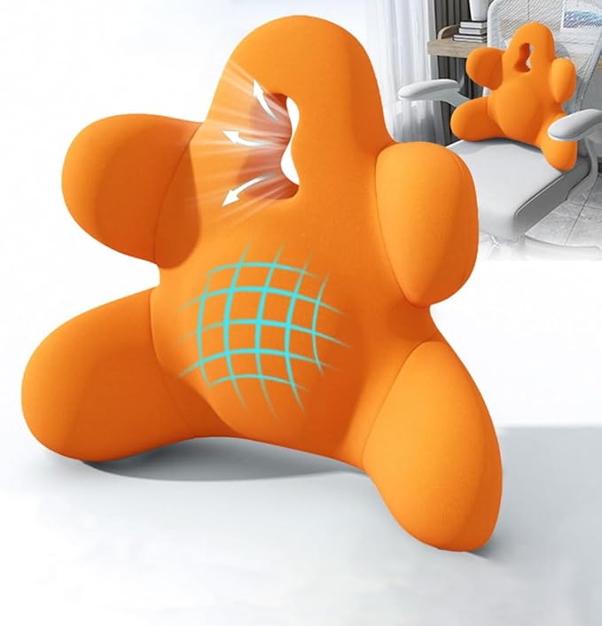 Lumbar Support Pillow for Office Chair, Back Pillow Lumbar Support for Car, Chair, Sofa - Improve Lower Back Pain Relief & Sitting Posture, Memory Foam Back Cushion for Long Sitting (Orange)