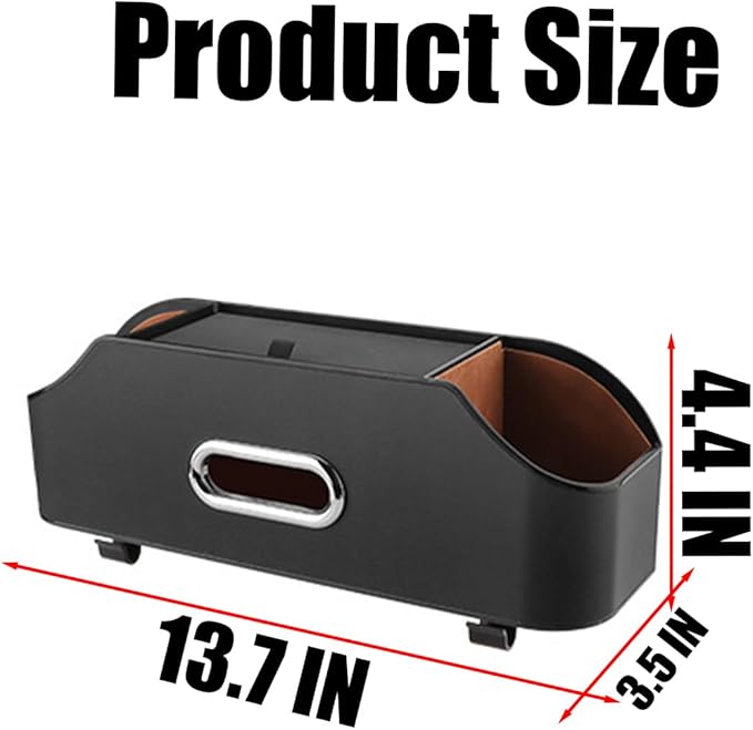AUCELI Car Seat Back Organizer with Cup Holder and Tissue Box, Headrest Hanging Storage Box with Hooks and Phone Holder, Multi-Function Travel Tray for Kids, Road Trip Car Accessories