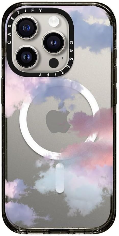 CASETiFY Impact iPhone 15 Pro Case [4X Military Grade Drop Tested / 8.2ft Drop Protection/Compatible with Magsafe] - Cloud Prints - Clouds - Clear Black