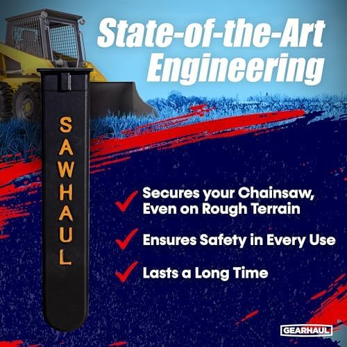 SawHaul Universal Tractor Chainsaw Holder - Made in Kansas USA - Fixed Mount Chainsaw Carrier (28" Orange) Compatible w/All Brands