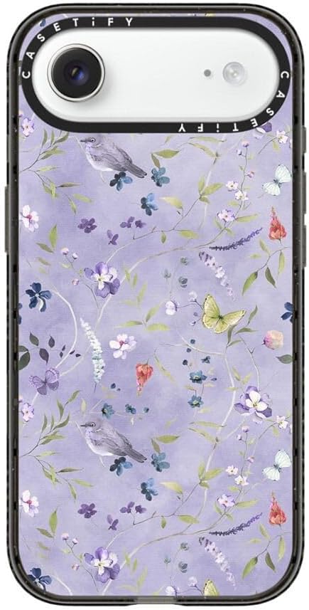 CASETiFY Impact iPhone Air Case [Slim/Compatible with Magsafe / 8.2 ft. 4X Military Grade Drop Protection] - Floral Reverie Purple - Clear Black