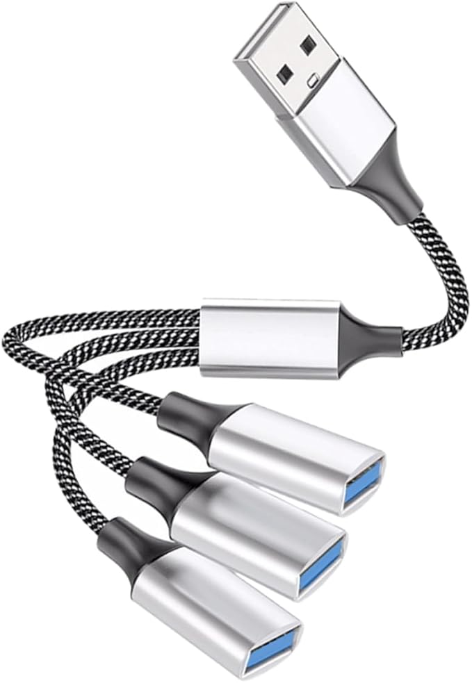 USB Way Splitter Hub Male to Female USB Adapter for Portable Power and Data Transfer Compatible Devices for Cars and Computers
