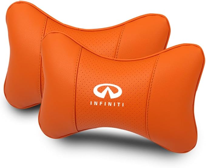 Car Seat Headrest Pillow for Infiniti Q50L/QX50/QX60/ESQ/QX30 Head Support Rest Pillow Lumbar Support Lumbar Pillow Cushion Back Cushion Back Pillow Accessories,Orange-2*Headrest