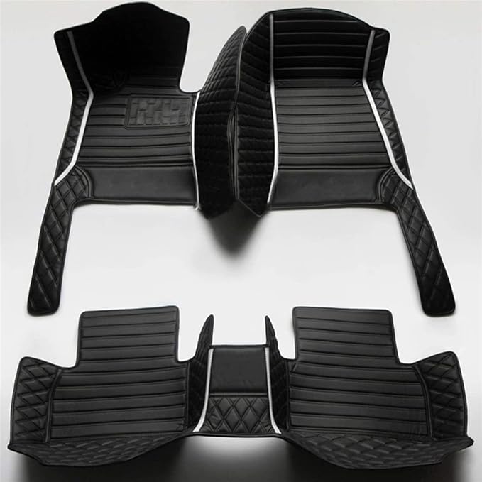Car Floor Mats Automotive Floor Mats Vehicle Specific All Weather Protection Custom Compatible with Most of 98% Cars SUVs (Black with White bar)