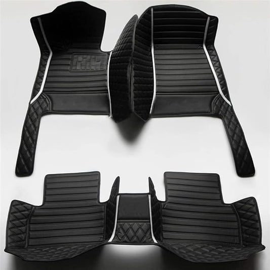 Car Floor Mats Automotive Floor Mats Vehicle Specific All Weather Protection Custom Compatible with Most of 98% Cars SUVs (Black with White bar)