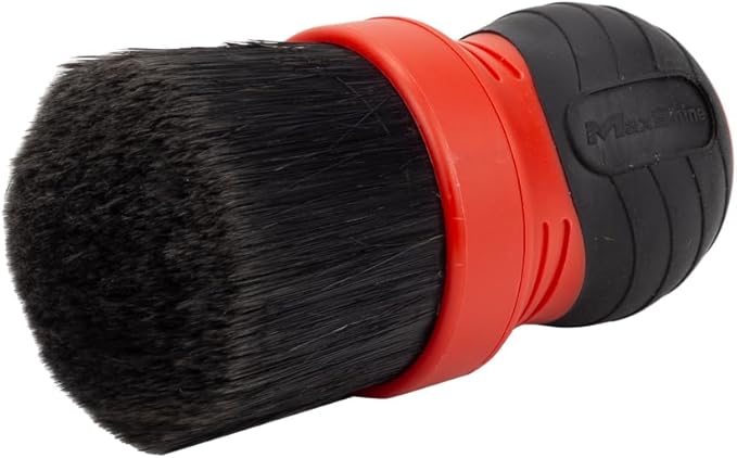 Maxshine Universal Red & Gray Combo Ultra-Soft Large Bristle Brush with Storage Rack | Curved Grip Interior Detailing Brush for Dashboard, Displays & Air Vents | Premium Car Cleaning Accessory