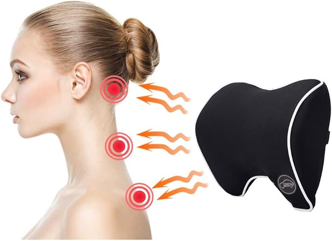 Car Neck Support Pillow for Neck Pain Relief When Driving,Headrest Pillow for Car Seat with Soft Memory Foam – Black