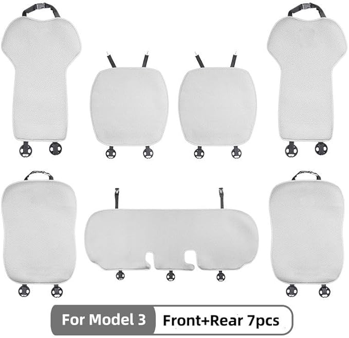 Car Seat Cushion Covers Full Set Front Rear for Tesla Model 3 Highland 2017-2026 Four Seasons Universal Ice Silk Protector Pad Mat (Without Logo)