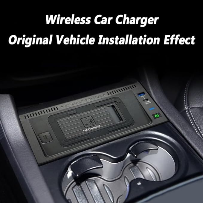 Car Wireless Charger for Mercedes Benz GLE/GLS(2016 2017 2018 2019) ML/GL(2012 2013 2014 2015),for Any Qi-Enabled Phone,with USB Port Anti-Slip Mat