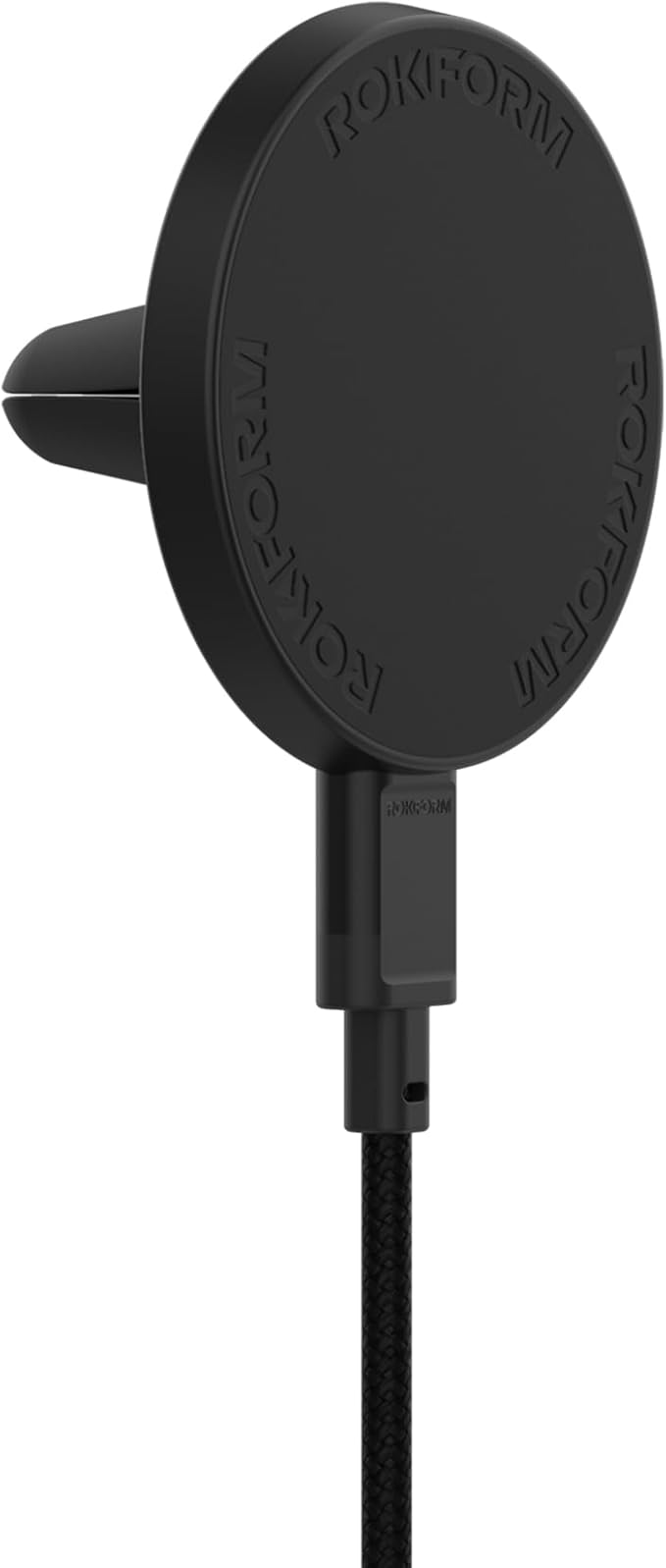 ROKFORM Wireless Car Charger, Magnetic Vent Mount, Compatible with Mag Safe Phone Cases, Super Grip Clip, USB-C to USB-C Cable Included (Black)