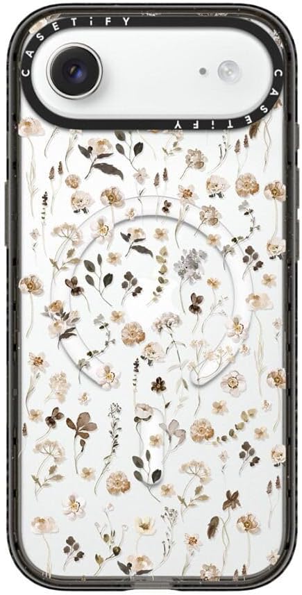 CASETiFY Impact iPhone Air Case [Slim/Compatible with Magsafe / 8.2 ft. 4X Military Grade Drop Protection] - Wildflower Friday - Clear Black