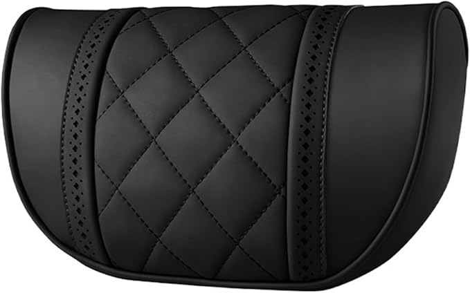 Car seat headrest Leather Car Fit for Seat Rest Cushion Headrest Car Neck Pillow Fit for BMW (Color : Black)