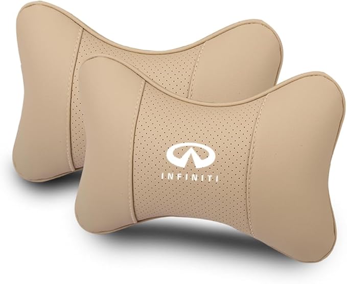 Car Seat Headrest Pillow for Infiniti Q50L/QX50/QX60/ESQ/QX30 Head Support Rest Pillow Lumbar Support Lumbar Pillow Cushion Back Cushion Back Pillow Accessories,Beige-2*Headrest