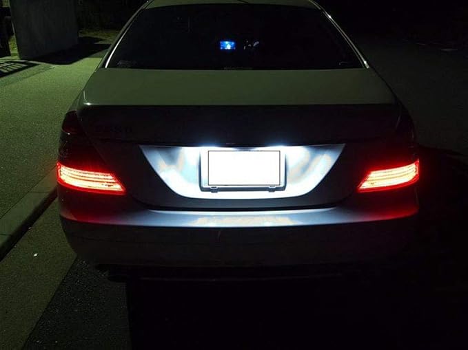 iJDMTOY OEM-Fit 3W Full LED License Plate Light Kit Compatible With Mercedes-Benz C CLS CLA E S SL SLK Class, Powered by 18-SMD Xenon White LED & Can-bus Error Free