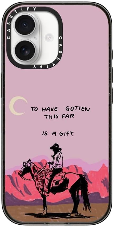 CASETiFY Impact iPhone 17 Case [Slim/Compatible with Magsafe / 8.2 ft. 4X Military Grade Drop Protection] - Cowboy Quest - Clear Black