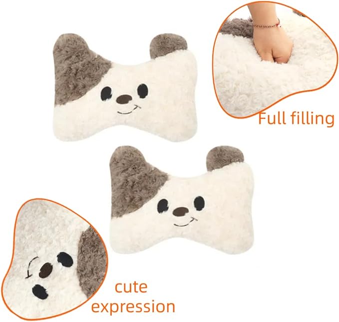Car Headrest and Lumbar Support for Driving Cute Dog Car Headrest Pillow Head Neck Support Girl-Style Interior Decor