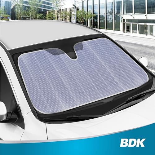 BDK Lavender Shine Car Windshield Sun Shade Accordion Folding Sunshade for Windshield Blocks UV Rays Sun Visor for Car Front Window Protector - Easy Setup Keeps Your Vehicle Cool - 58 x 27 inches