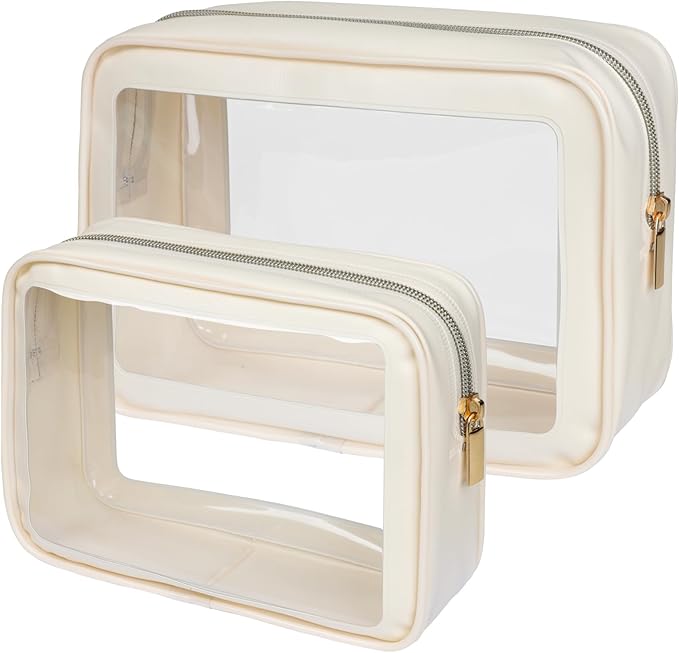 PACKISM Clear Makeup Bag - TSA Approved Toiletry Bag for Carry-on & Checked Luggage, Water Resistant Car Storage Organizer with Reinforced Seams