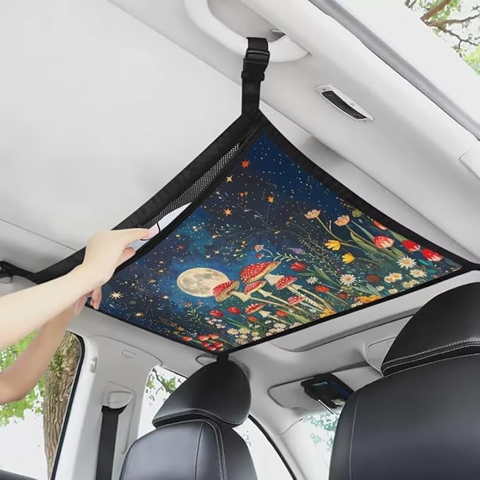 Mushroom Moon Car Roof Storage Bag Car Seat Organizer Roof Storage All Car Storage Organizers Large Capacity Storage for Small Items