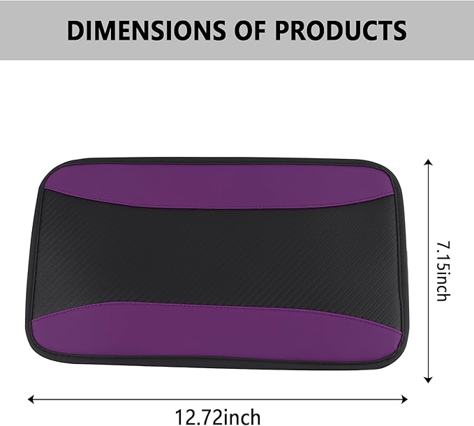 Stylish Car Center Console Cover,PU Leather Car Armrest Cover Prevent Scratches on Center Console,Universal Car Armrest Cushion Car Accessories Interior for Car SUV Truck (Purple)