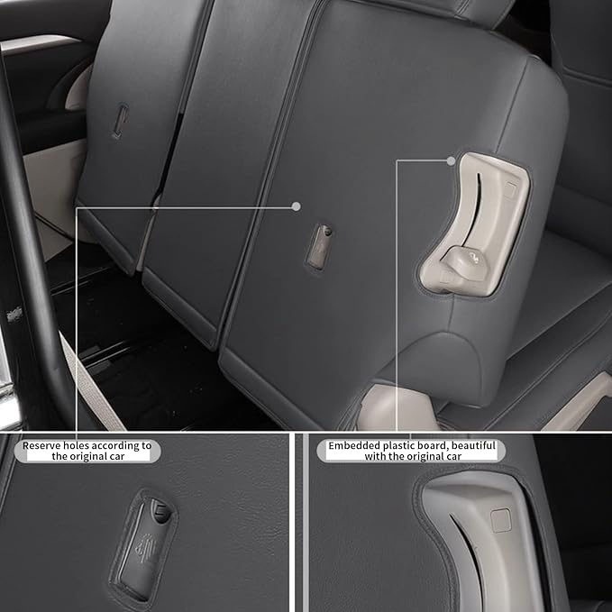 Custom Fit Seat Covers for Toyota Highlander: 2020 2021 2022 2023 2024 2025 Full Set 8 Passenger 3 Row Faux Leather Car Seat Protector Compatible Airbag Deep Gray(2020-2024 W/ Second Row 40/60 Split)