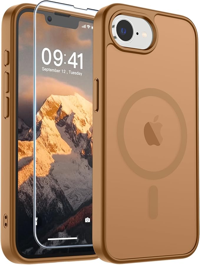 SUPFINE Magnetic for iPhone 17e Case/iPhone 16e Case (Compatible with MagSafe)(Military Grade Drop Protection) Slim Translucent Matte Shockproof with Anti-Fingerprint Phone Case,Brown