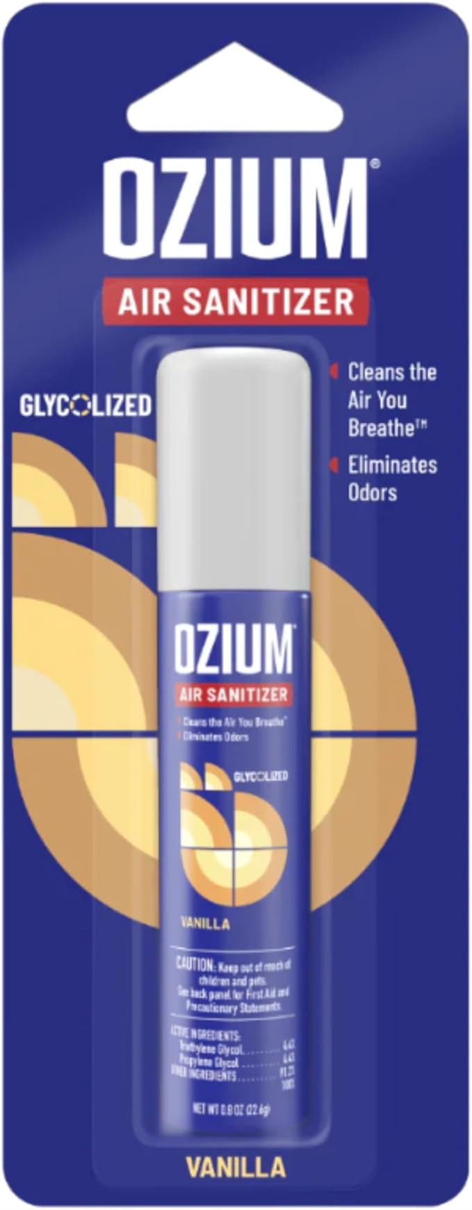 Ozium 0.8 oz. Air Sanitizer & Odor Eliminator for Homes, Cars, Offices and More, Vanilla Scent