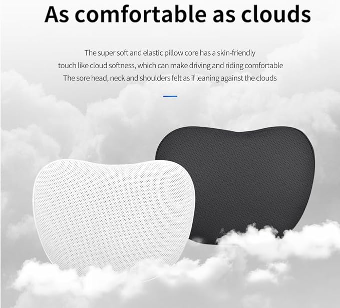 Seat Headrest Neck Pillow for Tesla Model 3 ModelY/S/X Uniquely Designed Neck Pillow Seat Headreck Cushion Nappa Leather Neck Support Car Accessories (H-White-1pcs)