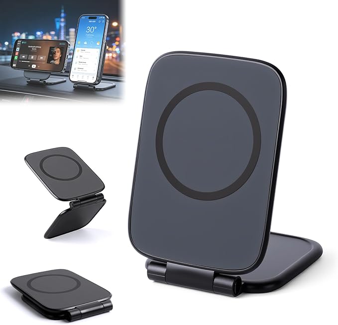 Ultra-Thin Foldable Magnetic Car Phone Mount,Ultrathin Adjustable Magnetic Phone Holder,New Portable Dual Sided Magnetic Phone Holder for Car,Fit for All Phone,Laptop,Gym