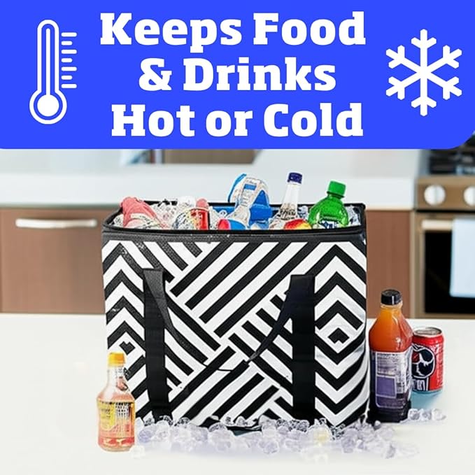 DURASACK Large Insulated Food Delivery Bag – 16"x9"x13" Reusable Thermal Tote for Hot & Cold Transport – Lightweight Grocery, Lunch, and Takeout Carrier – Water-Resistant, Foldable