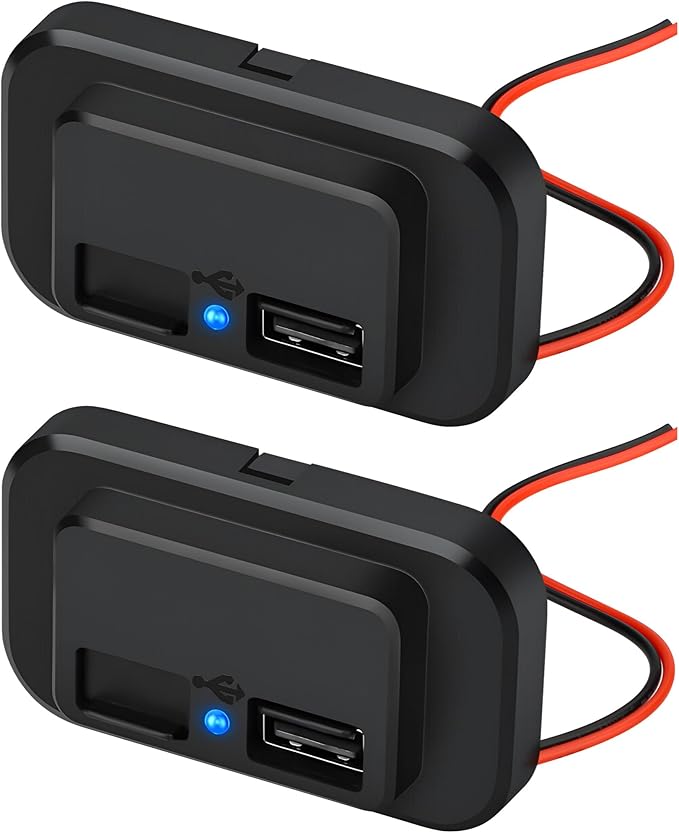 12V USB Outlet Automotive USB Port Panel Mount 12V USB Charger Multi Port Switch Panel Car Charger Socket Power Dual Port 12V 24V Quick Car Charger for Cars Bus ATV RV Boat Truck, 3.1A (2 Pack)