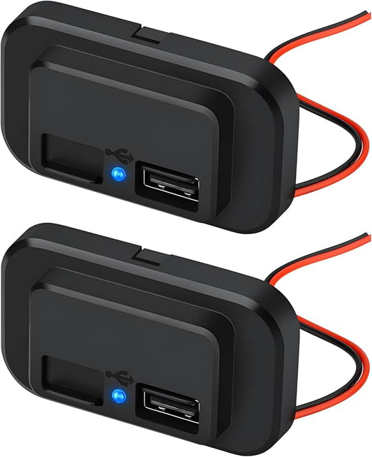 12V USB Outlet Automotive USB Port Panel Mount 12V USB Charger Multi Port Switch Panel Car Charger Socket Power Dual Port 12V 24V Quick Car Charger for Cars Bus ATV RV Boat Truck, 3.1A (2 Pack)