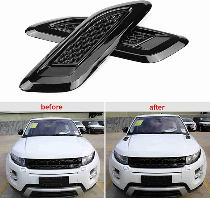 Exterior Hood Air Vent Outlet Wing Trim ABS Plastic Hood Air Vent Trim Replacement for 2012-2018 Sport 2014-2018 Discovery 4 2010-2016 2 2007-2014 (All Black)
