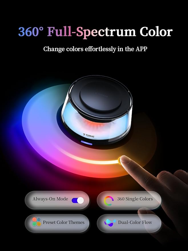 TORRAS Smart Car Air Fresheners Diffuser, The First App Control Car Freshener, Solar & USB-C Charging, Auto ON/Off, Cherry Blossom & White Musk, Lasts Up to 6 Months, CF20 Pro Fragrance Diffuser
