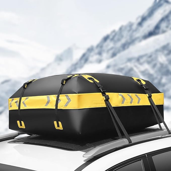 Car Roof Storage Bag for Jeep Compass S / 80th Anniversary/Longitude/Limited FWD 4x4, High Capacity Car Top Travel Bag Reflective Strips Safety Design Roof Bag