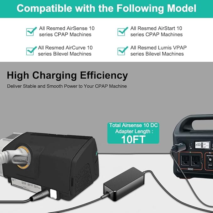 HKY for Resmed Airsense 10 DC Converter 24V 90W DC Adapter Fit Resmed AirSense 10 CPAP/Elite/AutoSet/AutoSet for Her,AirCurve 10 & AirStart 10 Series CPAP/Bipap Machine Power Cord Airsense 10 Supplies
