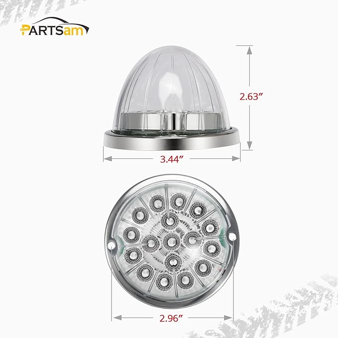 Partsam 1PCS Dual Revolution 17 LED Watermelon Light for Semi Truck, Red Stop Turn Signal and Marker to Green Auxiliary Light, Underglow Light Compatible with Freightliner Kenworth Peterbilt