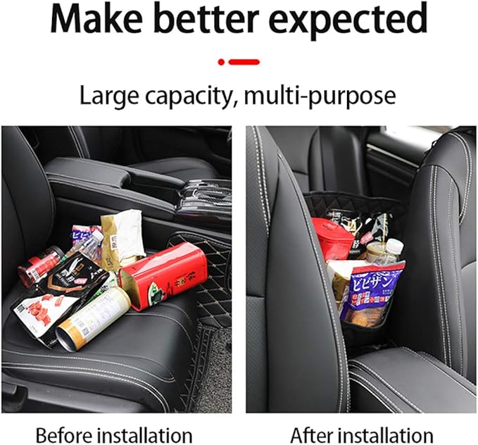 Car Purse Holder - Durable Leather Seat Back Organizer, Front Seat Storage Barrier, Pet & Kids Driver Storage Netting Pouch