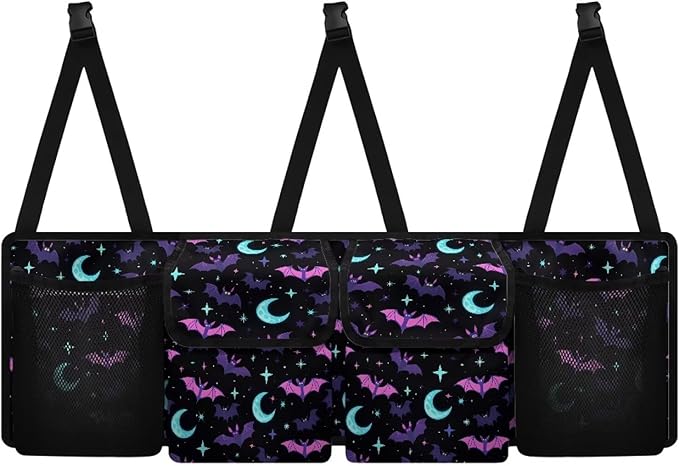 Car Trunk Organizer Halloween Bats Car Back Seat Hanging Storage Bag Multipurpose Auto Interior Accessories for Hatchback Crossover Minivan Truck MPV