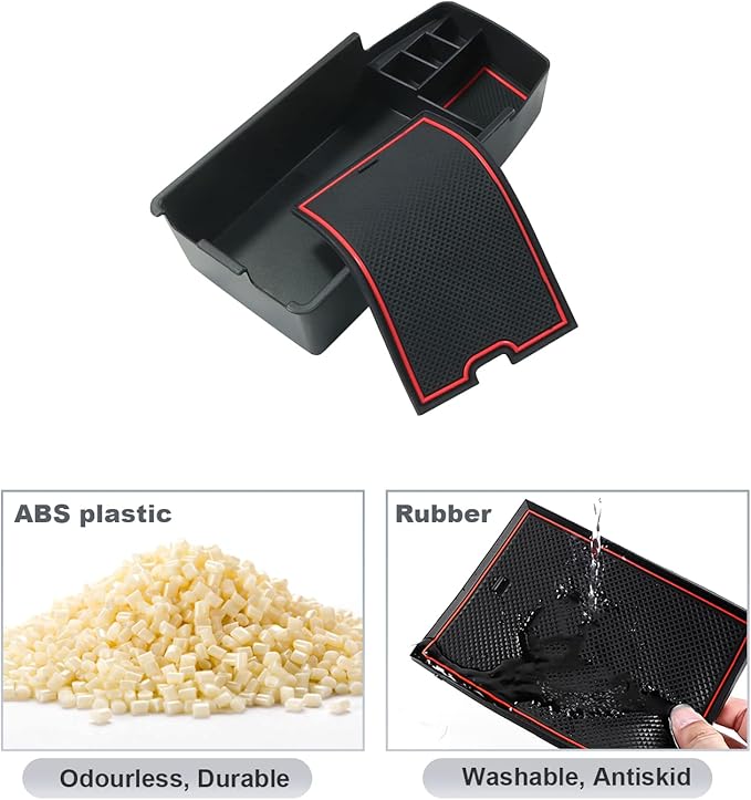 SKTU 2022 2023 Chevy Bolt EUV Center Console Organizer 2023 Chevy Bolt EUV LT/Premier Insert ABS Black Materials Tray 2023 Chevy Bolt EUV Accessories with Coin Holder (Red)
